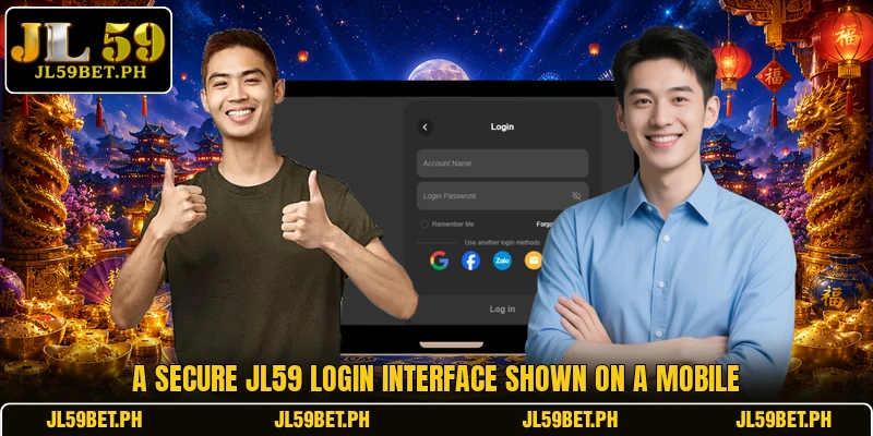A secure JL59 login interface shown on a mobile