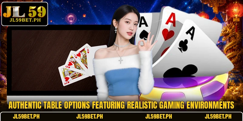 Authentic table options featuring realistic gaming environments