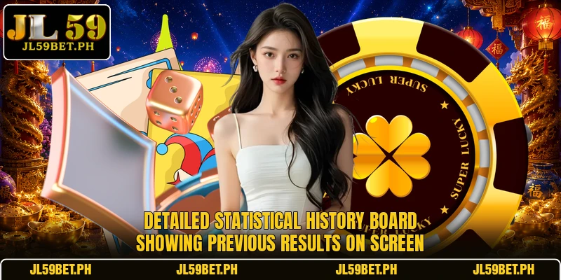 Detailed statistical history board showing previous results on screen