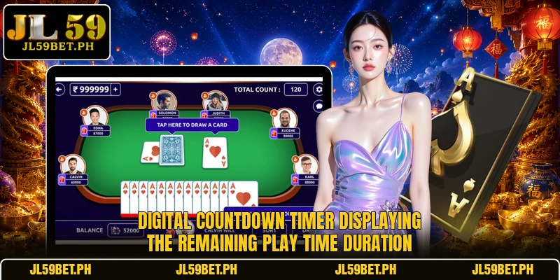 Digital countdown timer displaying the remaining play time duration