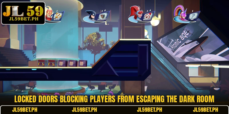 Locked doors blocking players from escaping the dark room