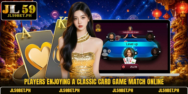 Players enjoying a classic card game match online