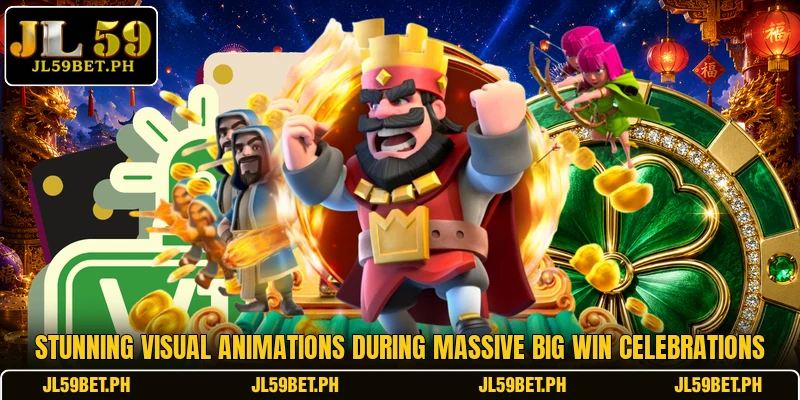 Stunning visual animations during massive big win celebrations