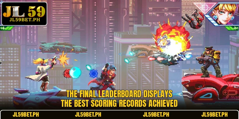 The final leaderboard displays the best scoring records achieved